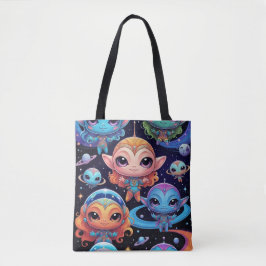 Bolso De Tela Small Multi-Coloured Aliens in Space