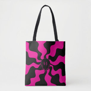 Bolso De Tela Smile Melt - Magenta y Negro