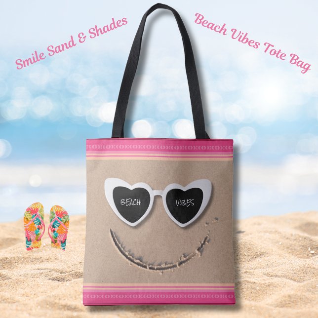Bolso De Tela Smile Sand & Shades Beach Vibes Summer Toag (Smile Sand & Shades Beach Vibes Tote Bag)