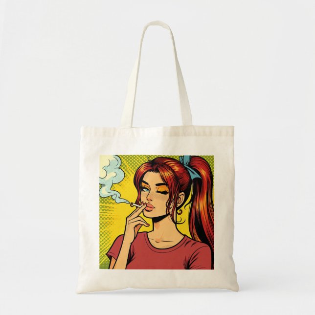 Bolso De Tela Smoking lovers | Pop art | Girl Stoner | Cigarette (Frente)