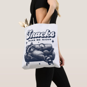 Bolso De Tela Snacks Me Hacen Más Amable Mapache Divertido Anima