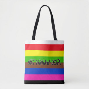 Bolso De Tela SNOOKER fuente moderna y franjas de colores