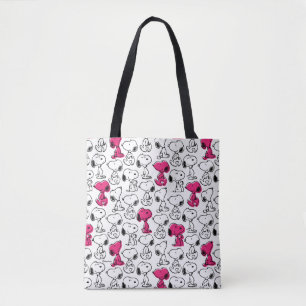 Bolso De Tela Snoopy Black & Magenta Pattern