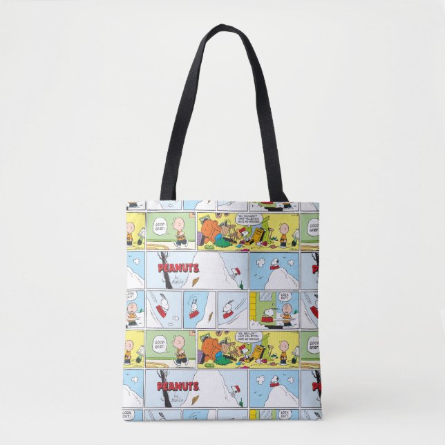 Bolso De Tela Snoopy Sled Riding Food Dish (Anverso)