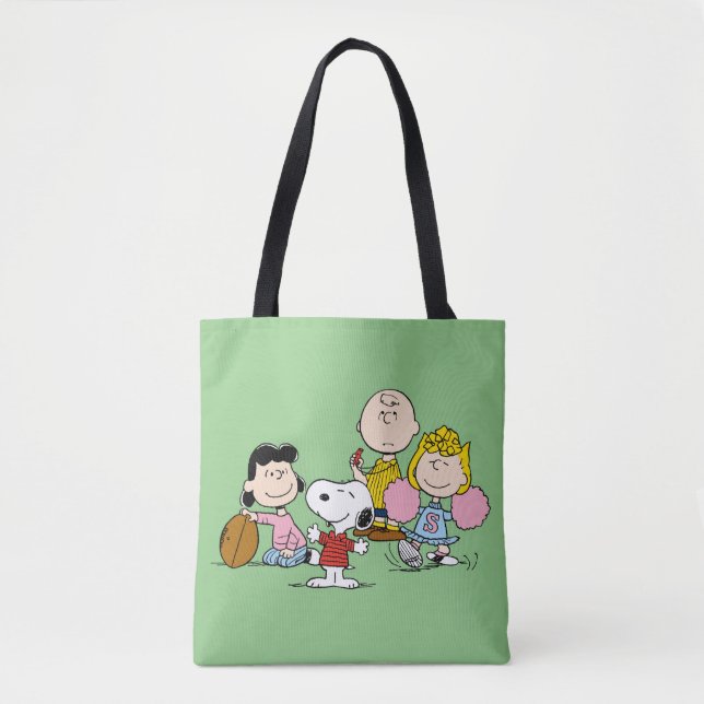 Bolso De Tela Snoopy y el juego de bandas en el fútbol (Anverso)