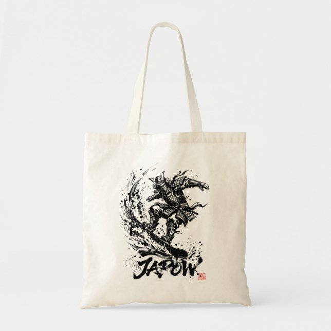 Bolso De Tela Snowboard Brush Art - Snowboarder Samurai (Frente)