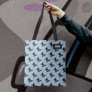 Bolso De Tela Snowboarder capturando aire - agregar un nombre o 