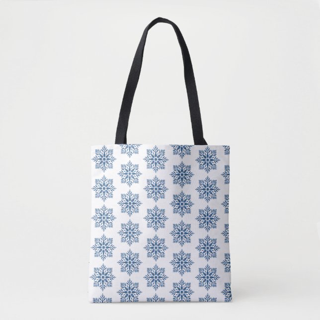 Bolso De Tela Snowflake Plaid Pattern Blue Holiday Tote Bag (Anverso)