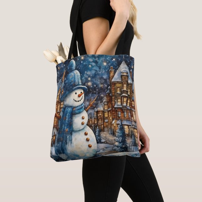 Bolso De Tela Snowley Winter Town Wonderland (Detalle)