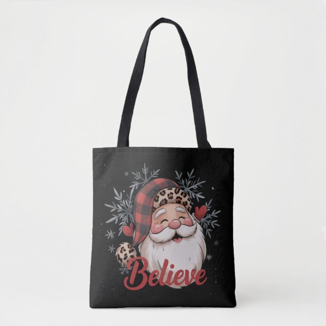 Bolso De Tela Snowman cree que Gorras de Santa Red son Navidades (Anverso)