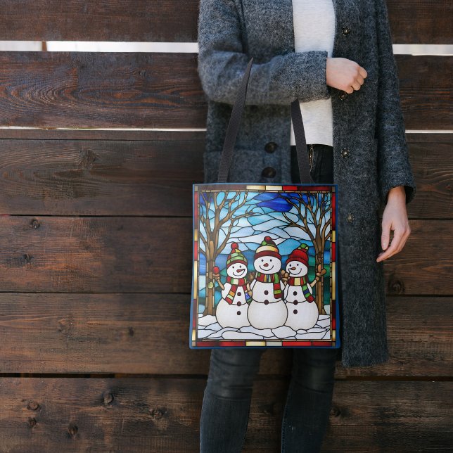Bolso De Tela Snowman Family Faux Sained Glass (Subido por el creador)