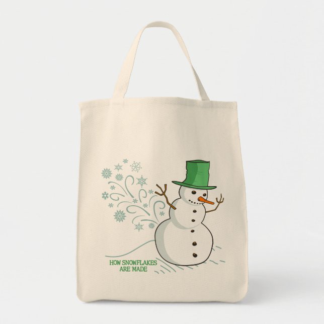 Bolso De Tela Snowman farsa a los copos de nieve (Frente)
