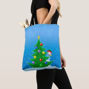 Bolso De Tela Snowman Peeking