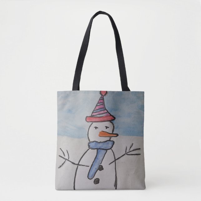 Bolso De Tela Snowman y Árbol de Navidad (Anverso)