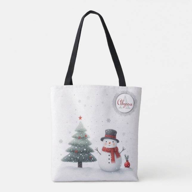 Bolso De Tela Snowman y Evergreen (Reverso)