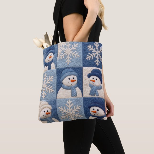 Bolso De Tela Snowmen and Snowflakes Quilt Pattern (Detalle)