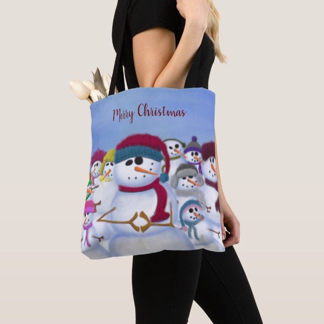 Bolso De Tela Snowmen lindo y caprichoso (Detalle)