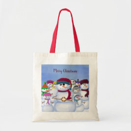 Bolso De Tela Snowmen lindo y caprichoso