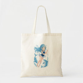 Bolso De Tela Snuggle Pup Kawaii dolphin girl tote bag