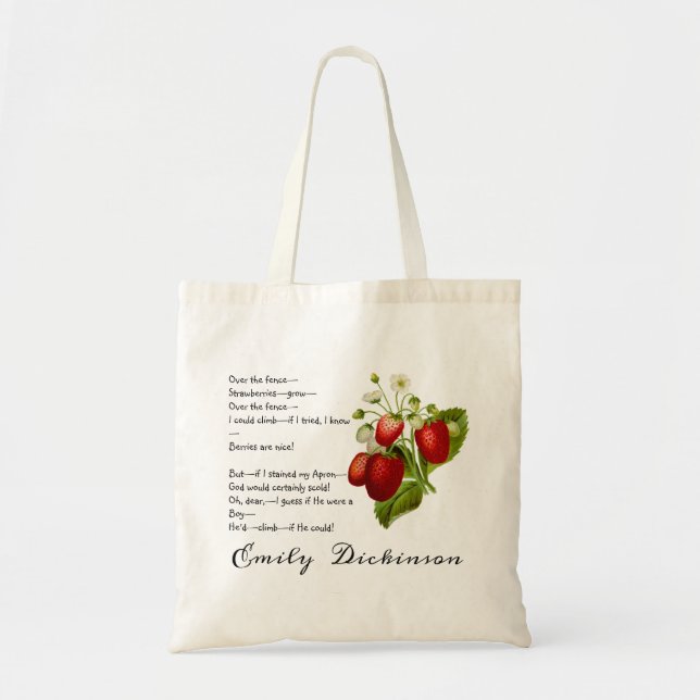 Bolso De Tela Sobre la cerca, poema de fresas "Tote Bag" (Frente)