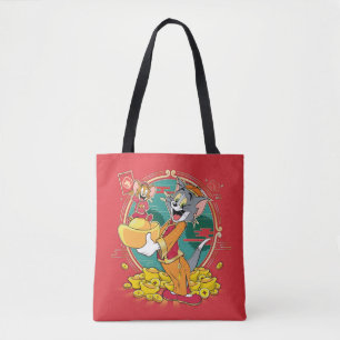 Bolso De Tela Sobre rojo Tom y Jerry New Years
