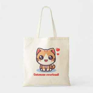 Bolso De Tela Sobrecarga de atención Kawaii Anim Cat Tote Bag