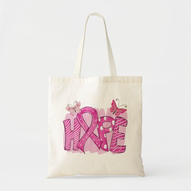 Bolso De Tela Sobreviviente de guerrero de cinta rosa que lucha  (Frente)