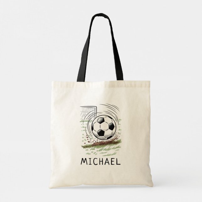 Bolso De Tela Soccer Ball Football Add Your Name Personalized (Reverso)