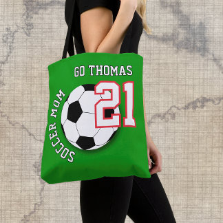 Bolso De Tela Soccer Mom Bag, Name, Football Fan, Sports