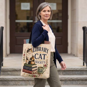 Bolso De Tela Sociedad de Gatos de Biblioteca Calico Amante de l