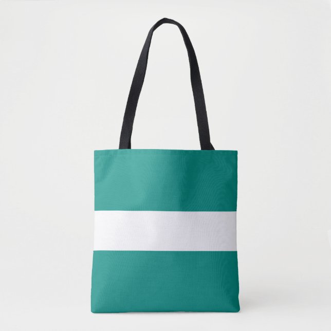 Bolso De Tela Sofisticadas bandas blancas Verde azuladas (Anverso)