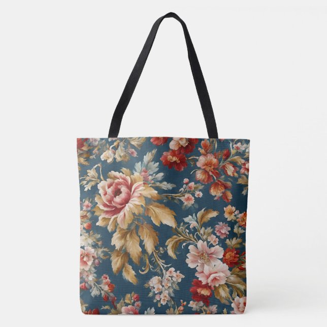 Bolso De Tela Sofisticado diseño floral italiano hermoso (Anverso)