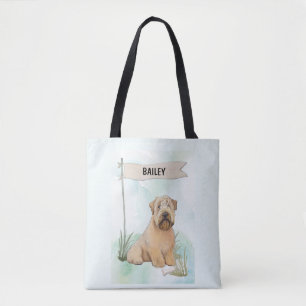 Bolso De Tela Soft Coated Wheaten Terrier Acuarela Personalizabl