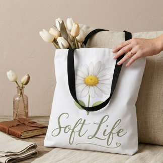 Bolso De Tela Soft Life Aesthetic Daisy Watercolor Floral Tote B