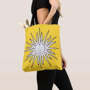 Bolso De Tela Sol Celestial Astrología Caprichosa Amarillo y Bla