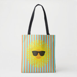 Bolso De Tela Sol con gafas de sol oscuras en rayas Aqua y Naran