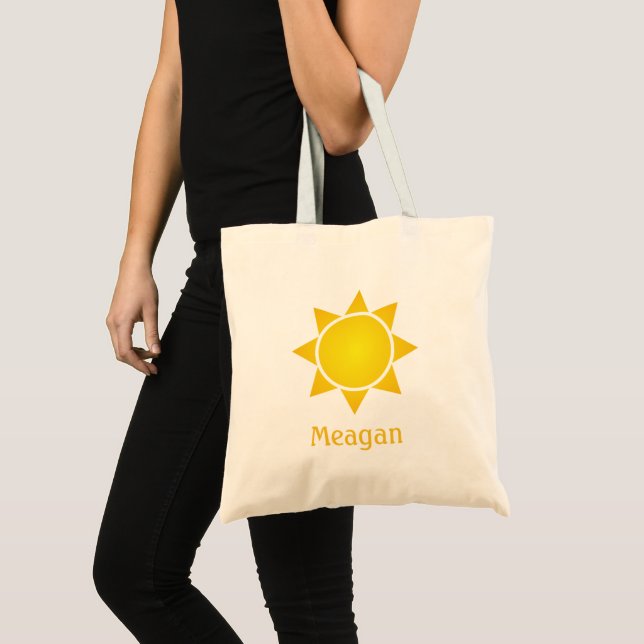 Bolso De Tela Sol con gradiente amarillo radiante y nombre naran (Anverso (producto))