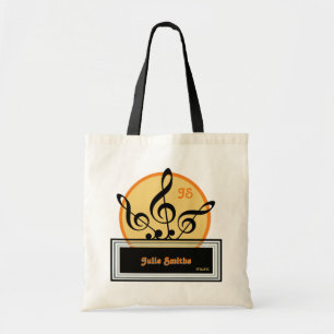 Bolso De Tela sol de notas musicales . personalizado