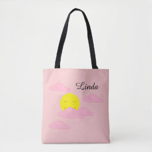Bolso De Tela Sol en cielo brumoso: Rosa claro