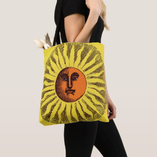 Bolso De Tela Sol Hippie Feliz Sonriente Amarillo Celestial Vint
