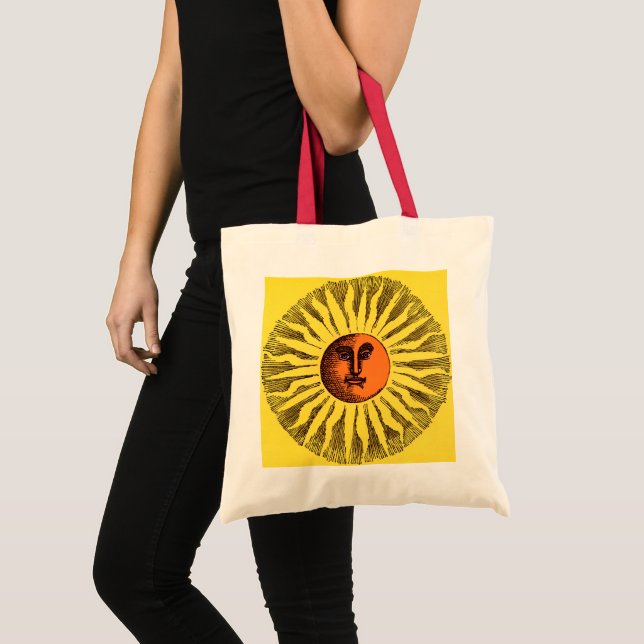 Bolso De Tela Sol Hippie Feliz Sonriente Amarillo Celestial Vint (Anverso (producto))