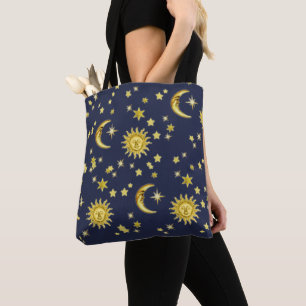 Bolso De Tela Sol, luna y estrellas