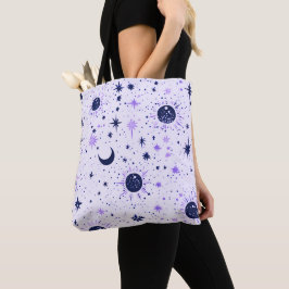 Bolso De Tela Sol Luna y Estrellas Celestiales Negras y Moradas