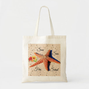 Bolso De Tela Sol, mar, arena y tote divertido de conchas marina