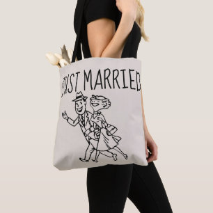 BOLSO DE TELA SOLAMENTE BODA CASADO RETRO GIFT TOTE PURSO