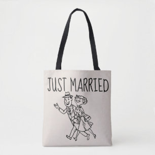 BOLSO DE TELA SOLAMENTE BODA CASADO RETRO GIFT TOTE PURSO