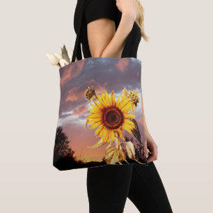 BOLSO DE TELA SOLARITARIO DE FLORES Y VERANO CON NUBES DE COLOR 