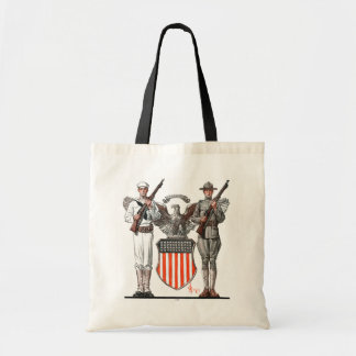 Bolso De Tela Soldado, marinero y escudo de los E.E.U.U.