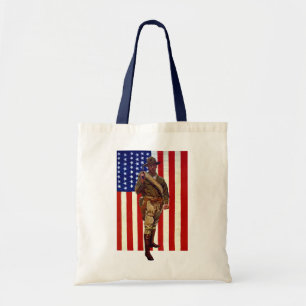 Bolso De Tela Soldado Patriótico Vintage con Bandera Americana