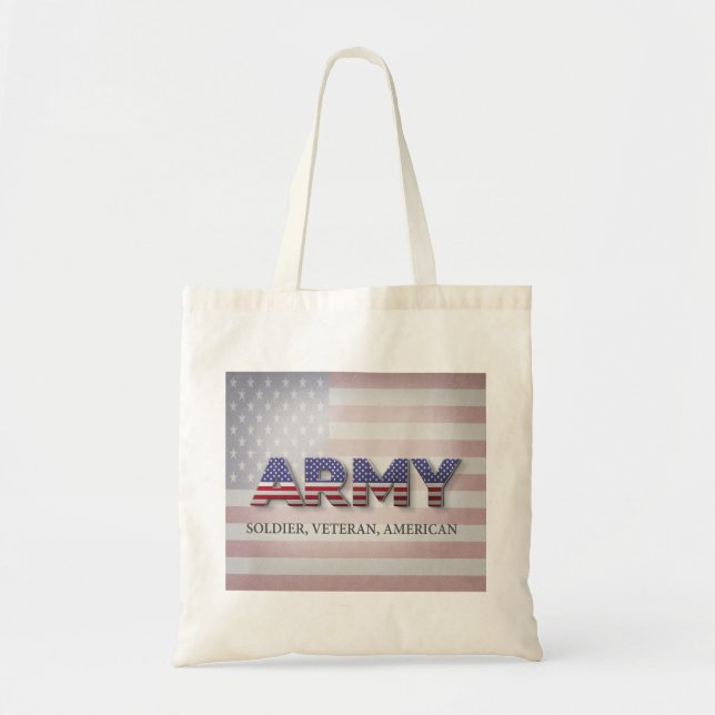 Bolso De Tela "Soldado, veterano, estadounidense" del ejército (Frente)